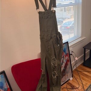 SHEIN Olive Utility Overalls with Bib Pocket